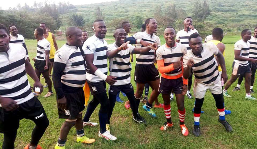 Thousand Hills players celebrate after beating Lion de Fer to seal their semi-final slot. Jejje Muhinde.