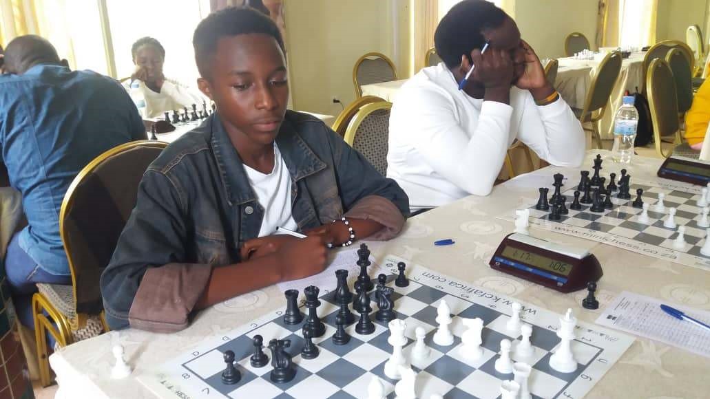 Ben Patrick Cyubahiro,15, in action during the tournament at Classic Hotel in Kigali, over the weekend. Courtesy
