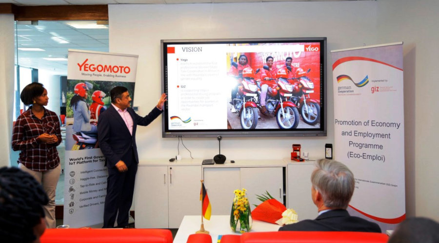 Mahesh Kumar, director of Yego Moto, explains the driving training programme that will start next month. / Michel Nkurunziza