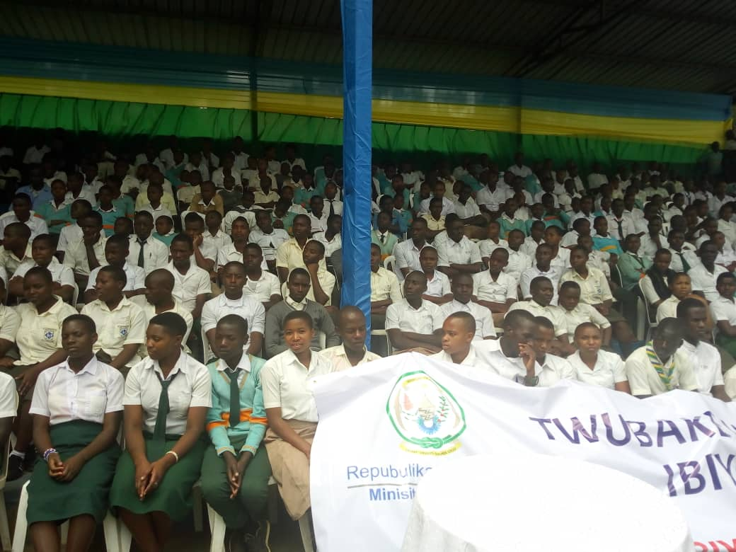 Some of the school students who turned up yesterday to attend the anti-drug campaign in Burera District.