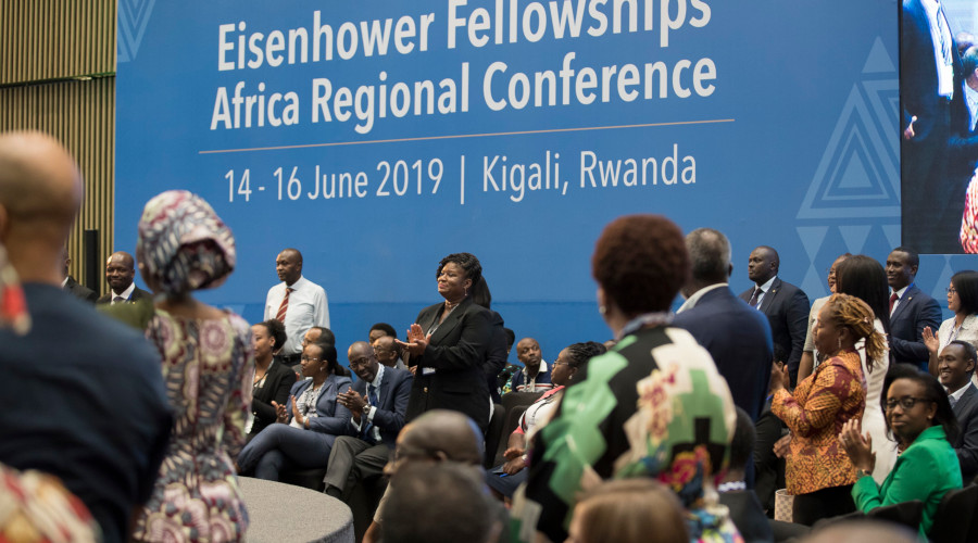 Participants at last weeku2019s Eisenhower Fellowships meeting in Kigali discussed the African Continental Free Trade Area agreement. / Village Urugwiro
