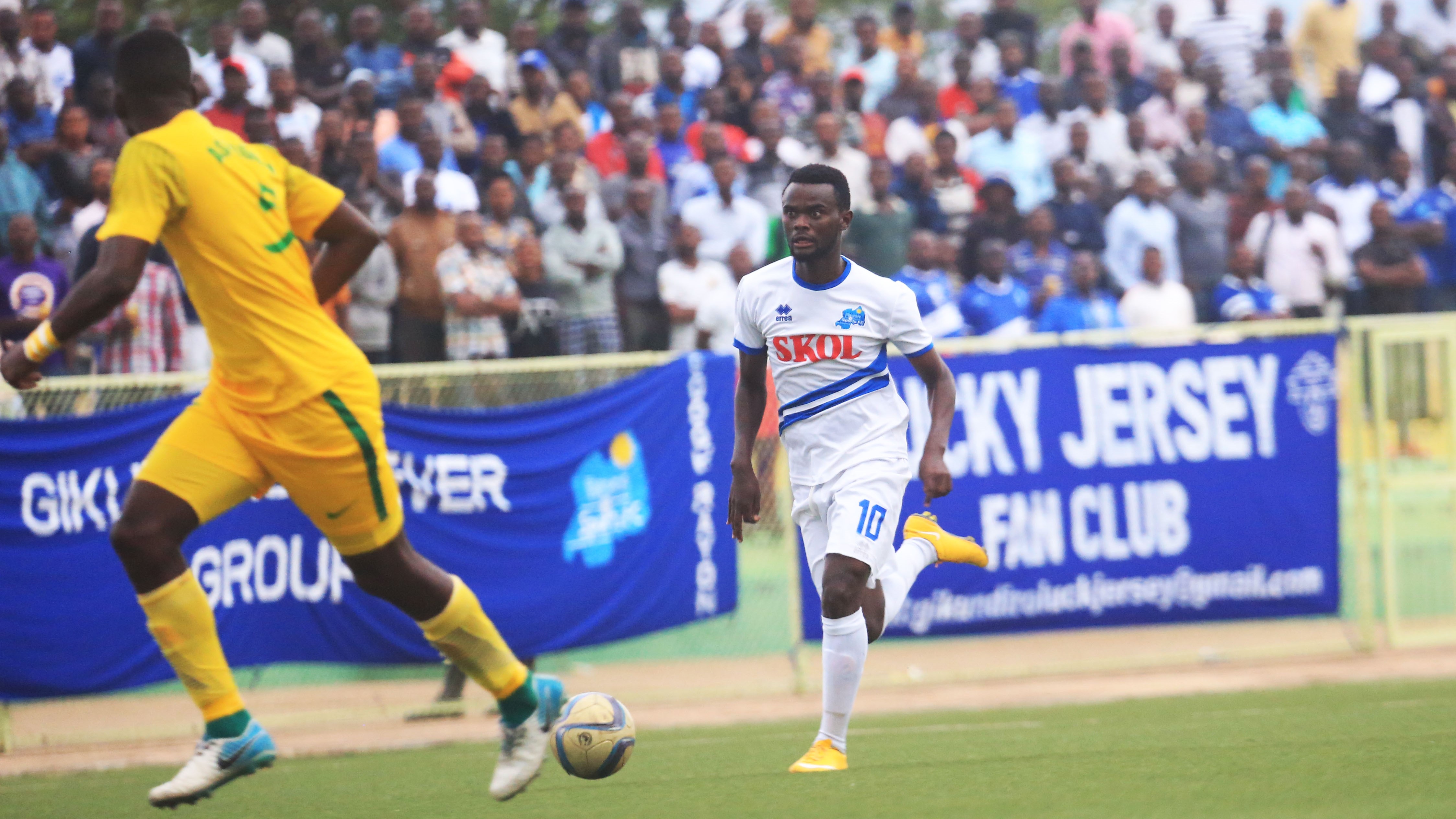 Djabel Manishimwe (#10), seen here in action against AS Kigali in the first round, scored Rayon Sports' opening goal during their 2-0 victory over Gicumbi on Sunday. /Sam Ngendahimana