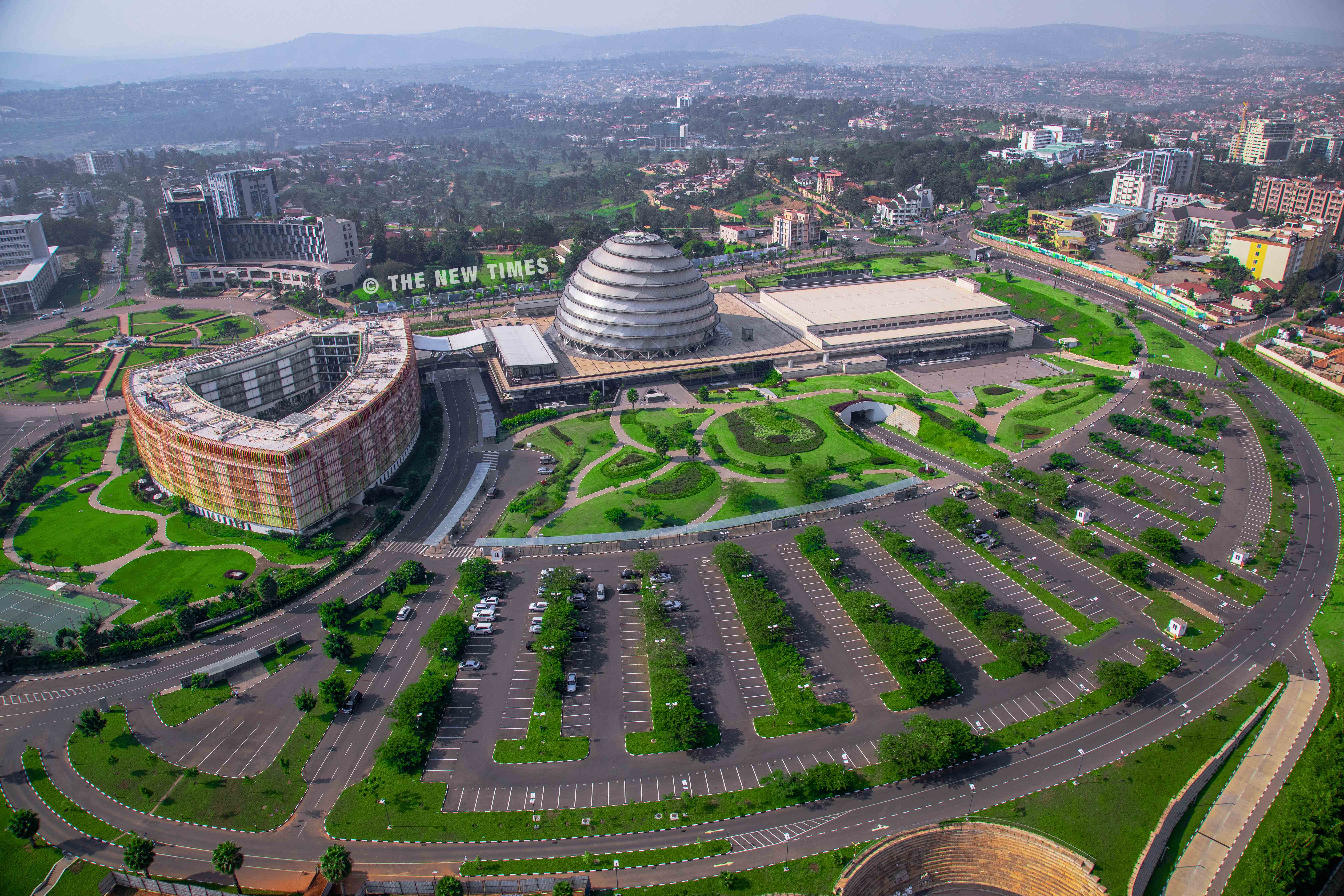 An aerial view of Kigali Convention Centre and its environs in Kimihurura. The World Bank says Rwandau2019s debt status remains in low risk distress zone. / Emmanuel Kwizera