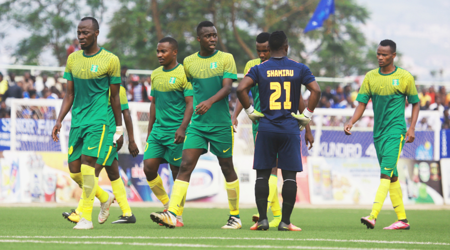 AS Kigali players look dejected after losing 2-1 to Rayon Sports at Kigali Stadium on Wednesday. / Sam Ngendahimana