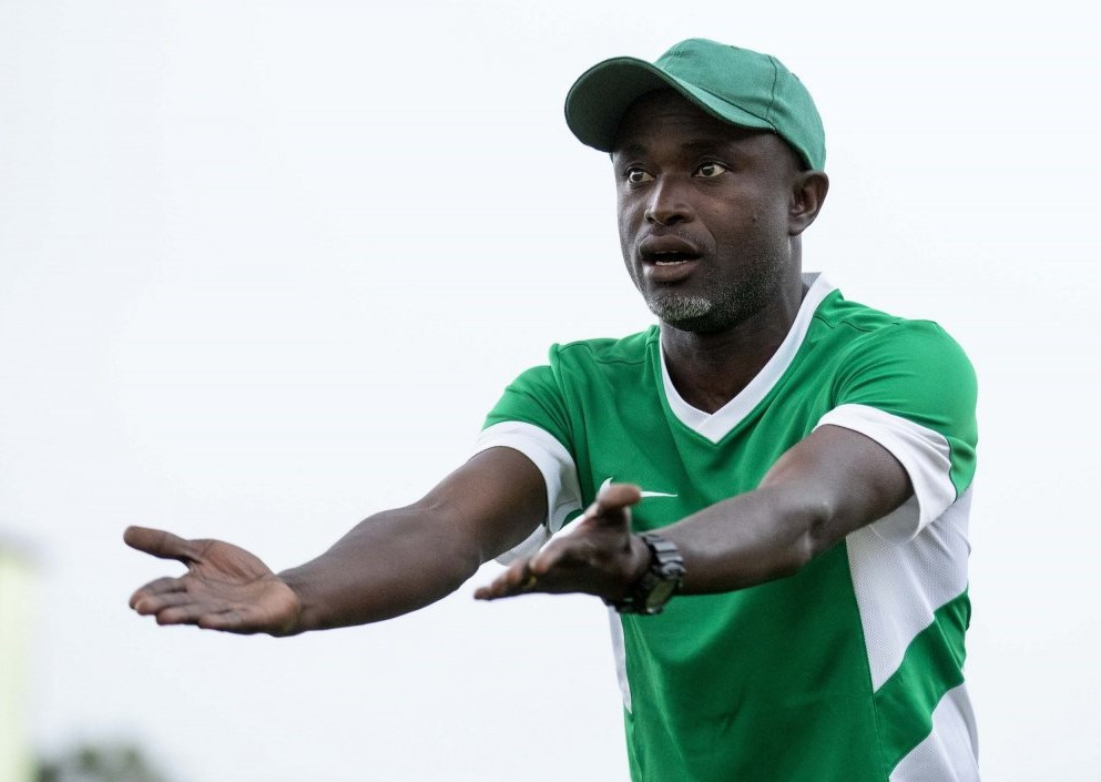 Alain Kirasa is seen here gesturing to his SC Kiyovu players during their 2-0 win over Police FC on Wednesday. / Courtesy