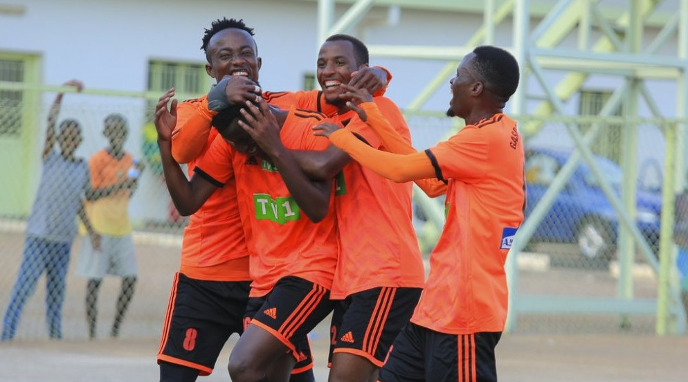 Gasogi United players celebrate after beating Aspor FC in February. / File