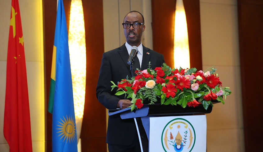 Rwandan Ambassador to China, Charles Kayonga addressing the attendees.