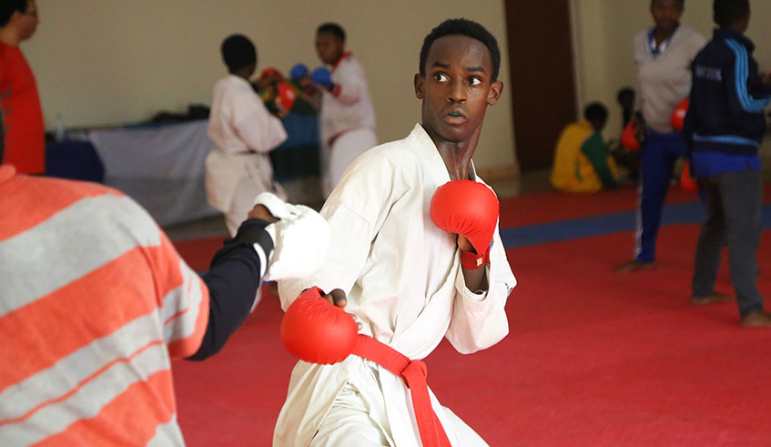 Maic Shyaka Ndutiye, gold medalist during the 2018 African championships, makes the pair in Botswana alongside Khalifa Niyitanga (not in the photo). Sam Ngendahimana.