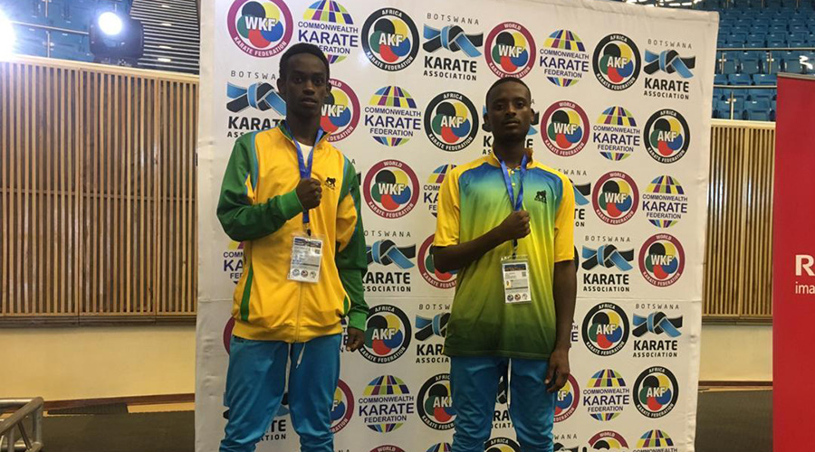 Maic Shyaka Ndutiye and Khalifa Niyitanga are Rwandau2019s flag bearers at the 18th African Seniors Karate Championships and 10th African Juniors Karate Championships in Gaborone, Botswana.