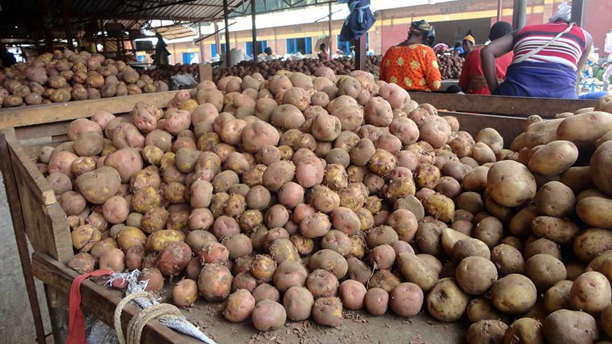 Irish potatoes in Musanze market. The Ministry of Trade this week released new prices. / File