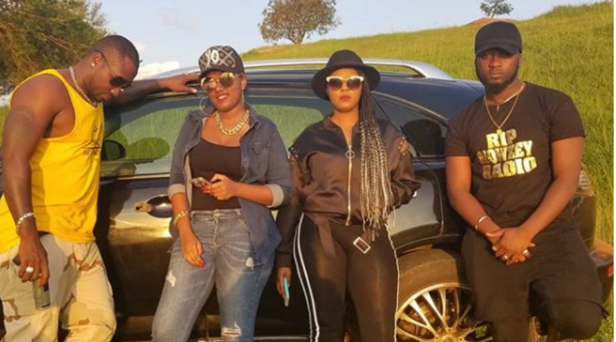 Chief executive Ramadhan Mupende, alias Bad Rame (left), and musicians signed to his label, (2nd left-right)  Queen Cha, Marina and Safi Madiba.