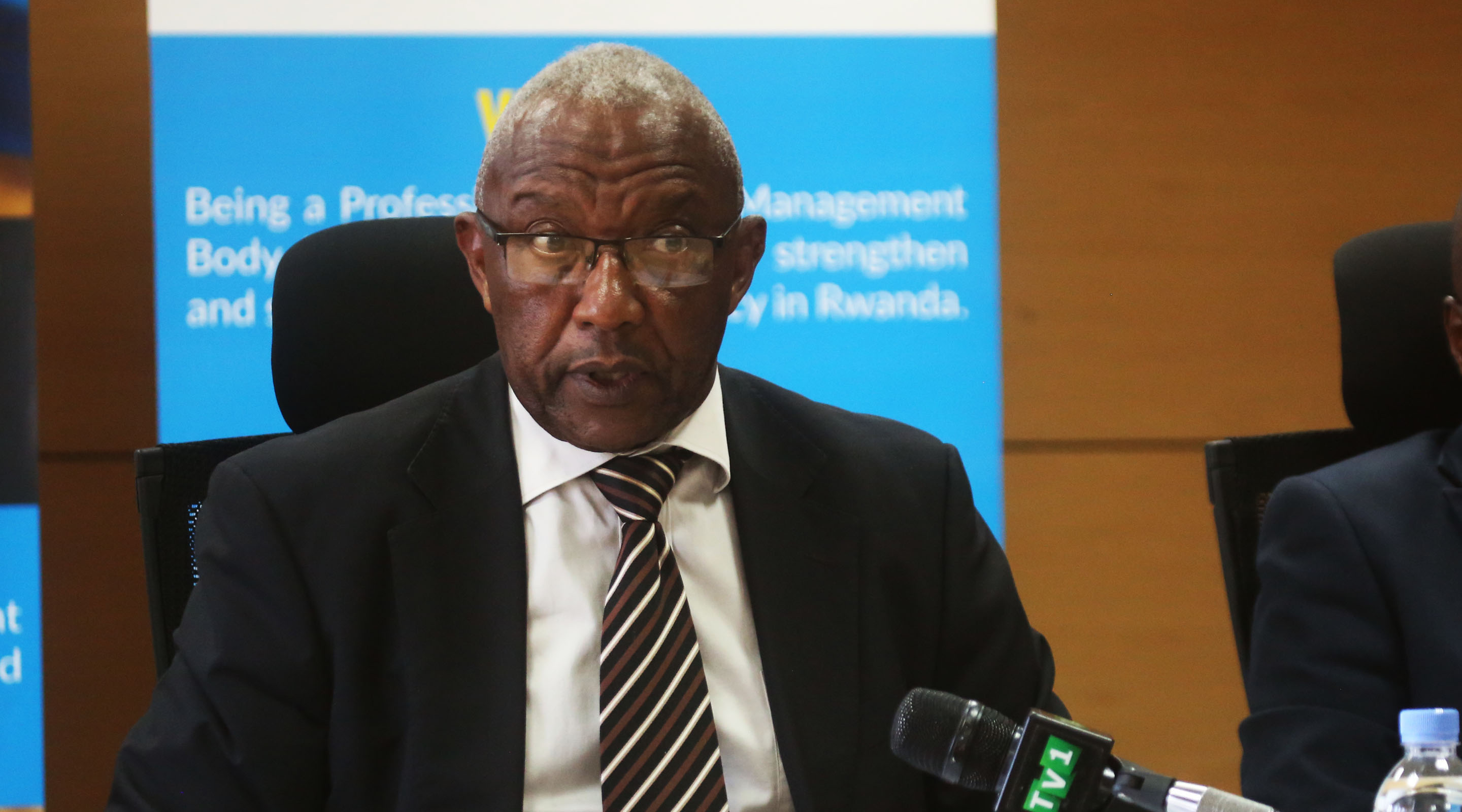 The National Electoral Commission chairperson Prof. Kalisa Mbanda addresses media during a press conference on July 18. / Sam Ngendahimana