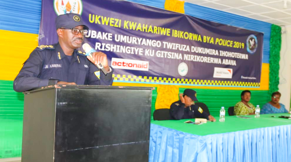 CP Kabera addresses participants at the anti-GBV campaign in Karongi District. / Courtesy