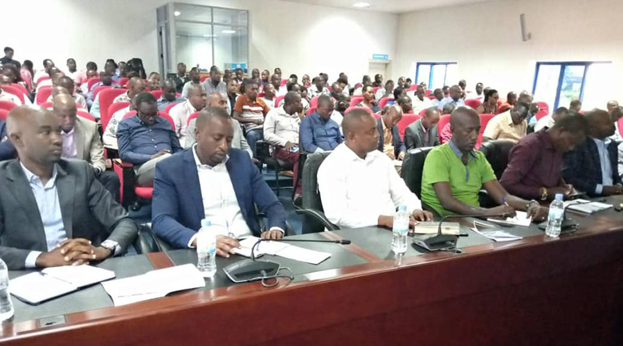 Owners of transport agencies and other stakeholders during the meeting yesterday at police headquarters in Kacyiru. / Courtesy
