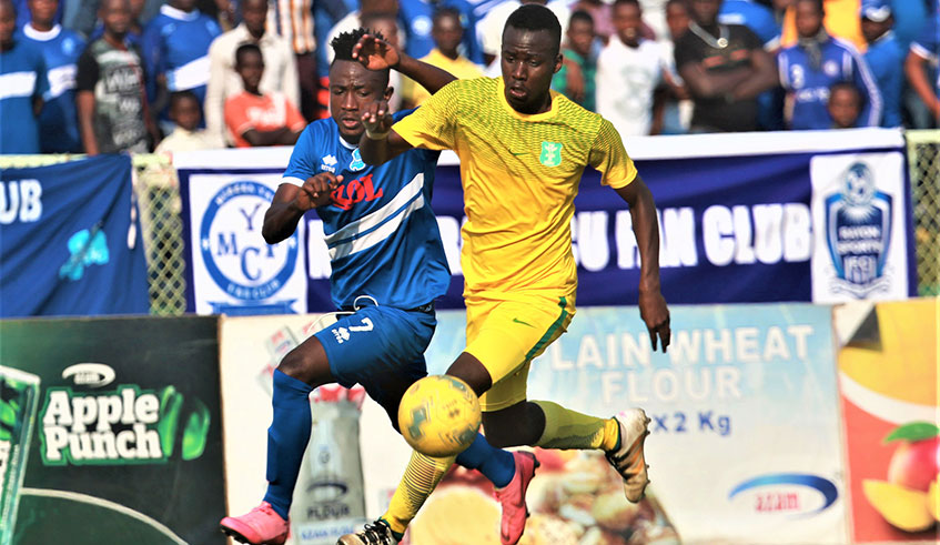 Rayon Sports striker Jules Ulimwengu (#7) vies for the ball with AS Kigali defender Latif Bishira during the two sidesu2019 semi-final clash in Peace Cup tournament in June. Sam Ngendahimana.