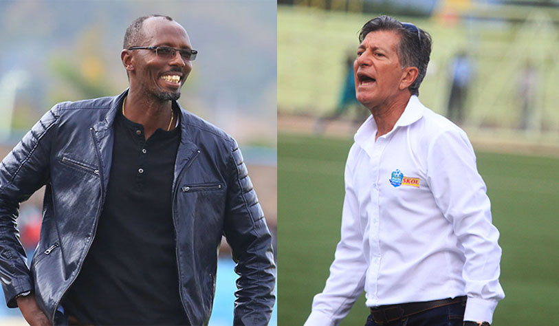 AS Kiagali manager Eric Nshimiyimana (L) and his Rayon Sports counterpart, Roberto Oliveira. / Sam Ngendahimana
