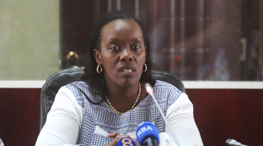 Health minister Dr Diane Gashumba during the news conference on Thursday. / Sam Ngendahimana