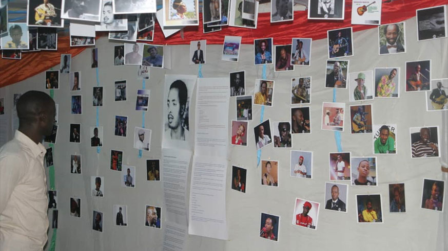 Photos of local artistes on display during the exhibition. 