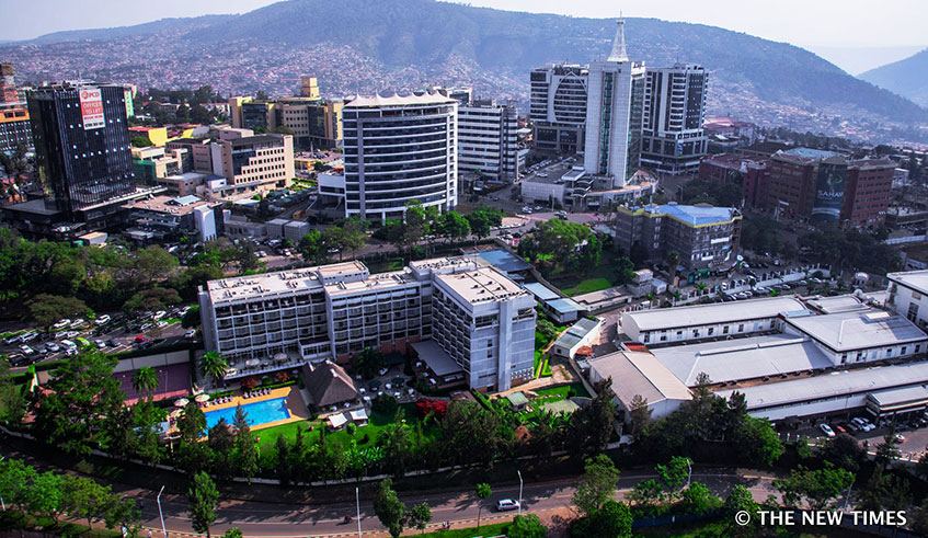 Aerial view of Kigali City. Standard & Pooru2019s (S&P) has upgraded Rwandau2019s rating from a flat u201cBu201d to u201cB+u201d. Emmanuel Kwizera.