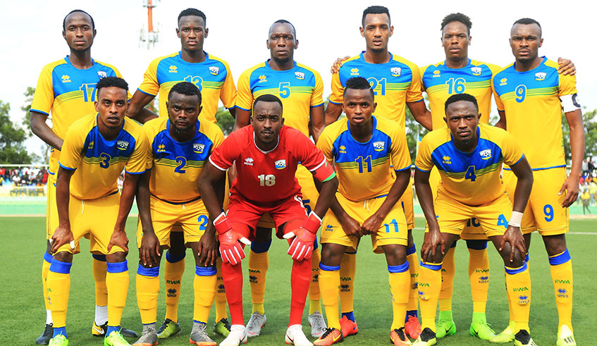 National Football team before facing Guinea at Kigali Stadium. Sports and Culture Ministry and FERWAFA have not appointed the new coach yet. Sam Ngendahimana.