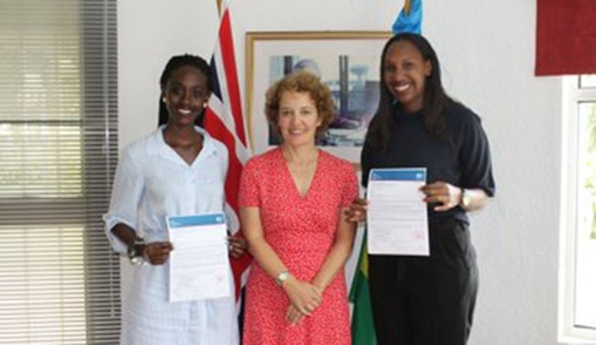 Some of this yearu2019s Chevening scholars from Rwanda in a photo with UK High Commissioner to Rwanda Jo Lamas earlier this month. 19 scholars were selected from Rwanda. Courtesy.