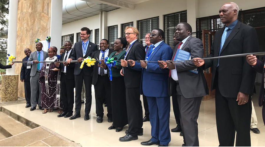Tanzaniau2019s Education minister Joyce Ndalichako (in green jacket), alongside different development partners, commissions the new Centre of Excellence for ICT in East Africa (CENIT) in Arusha, Tanzania on Friday. / Gashegu Muramira
