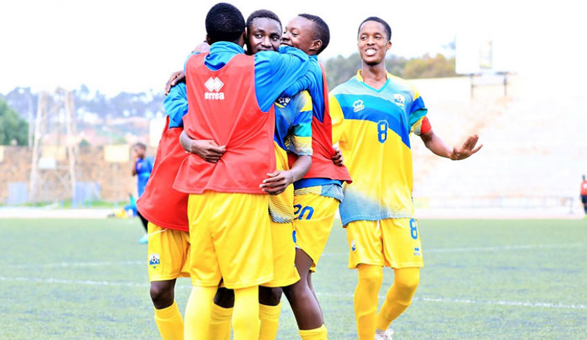 Rwanda U-15 team players celebrate after beating Tanzania 2-1 to reach the last four. File.
