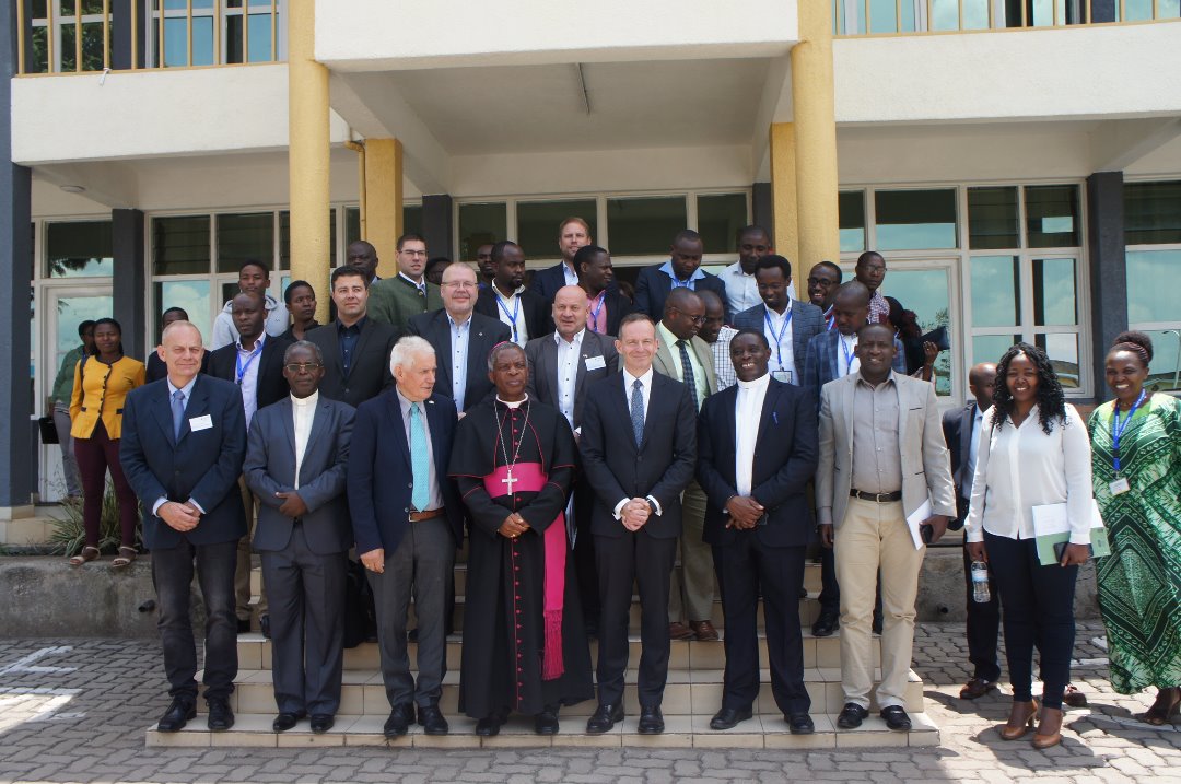 Officials from INES Ruhengeri and TH Bingen University of Applied Sciences from German State of Rhineland-Palatinate pose for a photo. / Ru00e9gis Umurengezi
