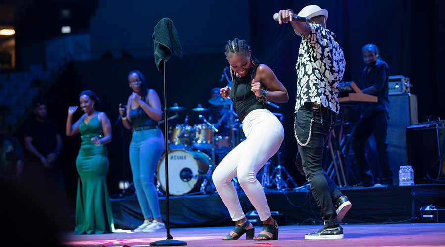 Ladies display dancing skills in a Ne-Yo competition during Kwita Izina Concert in Kigali Arena on September 7, 2019. The Kigali Arena on Saturday hosted its first ever concert. / Emmanuel Kwizera