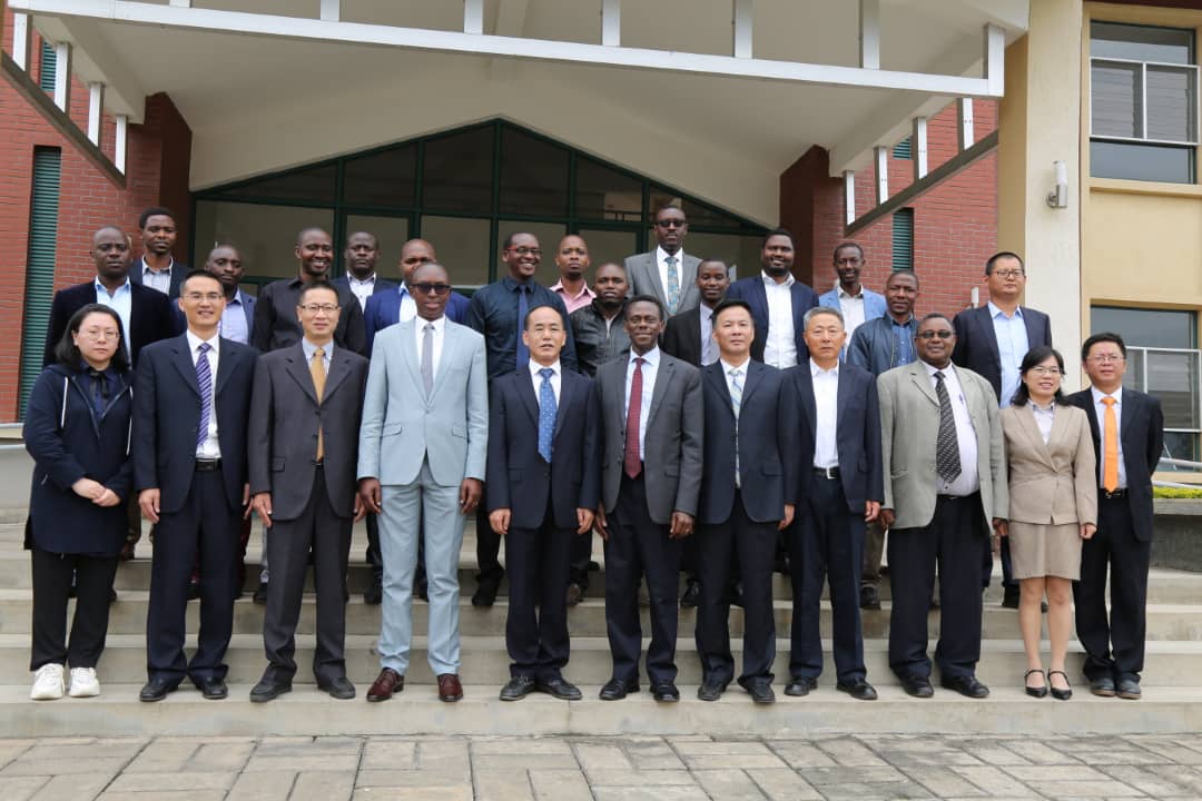 Officials from IPRC Musanze and China's Zhejiang Province-based Jinhua Polytechnic pose for a group photo after the signing of five-year partnership mean to boost skills development. / Ru00e9gis Umurengezi 