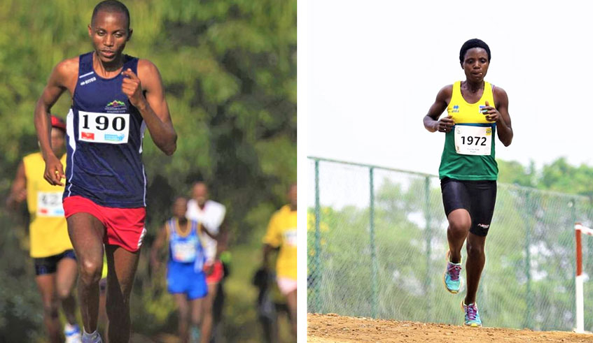Felicien Muhitira (L) and Clementine Mukandanga will both compete in full marathon at the 2019 IAAF World Athletics Championships in Qatar. File.