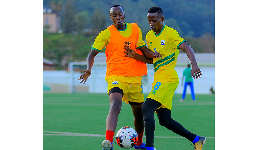 AS Kigali skipper Haruna Niyonzima (R) and APR midfielder Olivier Niyonzima are part of the Amavubi squad in Ethiopia.  Courtesy.