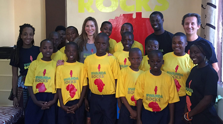 Fanaro and students of Rwanda Rocks Music School. / Courtesy