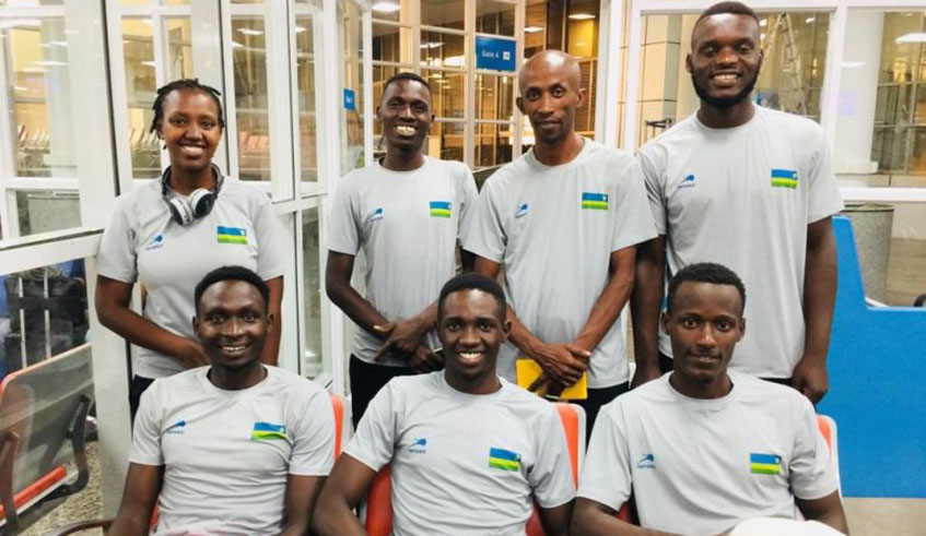 The table tennis delegation, six players and one coach, that flew to China over the weekend for a specialised two-month training. Courtesy.