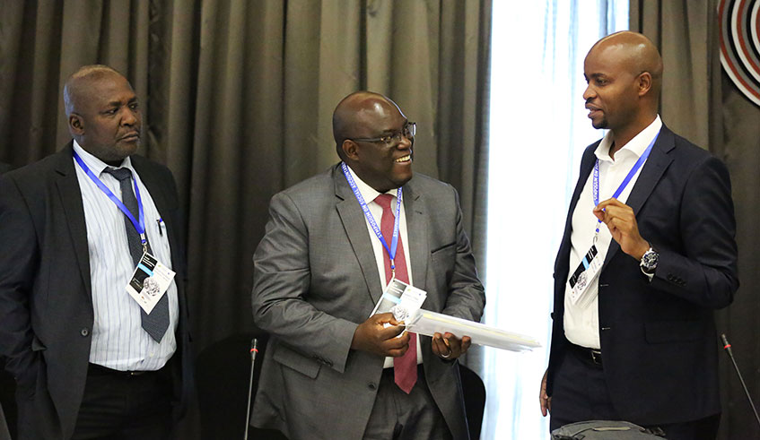 Delegates interact during Social Accountability Symposium that took place in Kigali yesterday. Sam Ngendahimana.