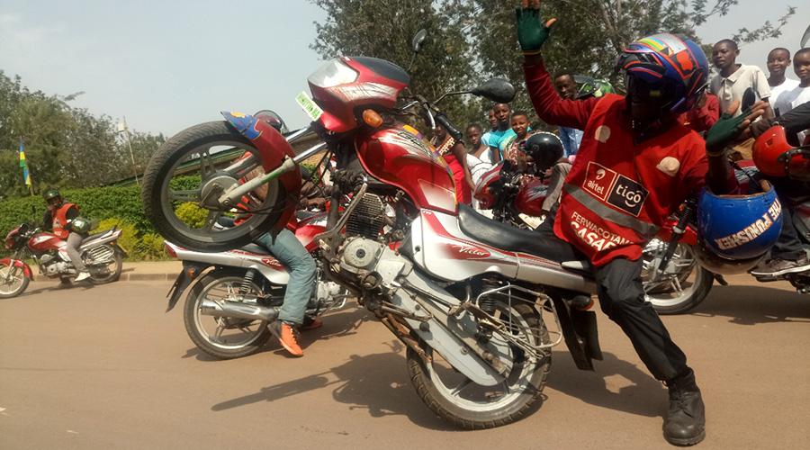 Hababajintwari's motorcycle maneuvers make some people think that he has supernatural powers. / Emmanuel Ntirenganya