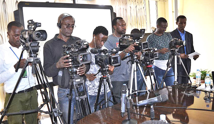 Media practitioners at a past news conference in Kigali. File