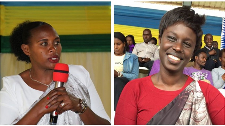 NEW FACES: Appolonie Mukamasabo, the new mayor of Nyamasheke District (left) and Jacqueline Kayitare, Mayor of Muhanga District. / Courtesy