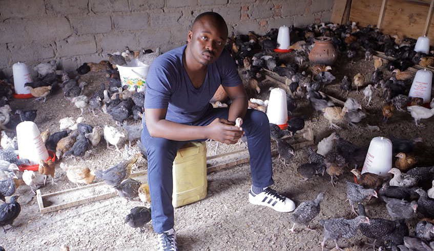 Munyaneza at his farm in Musanze