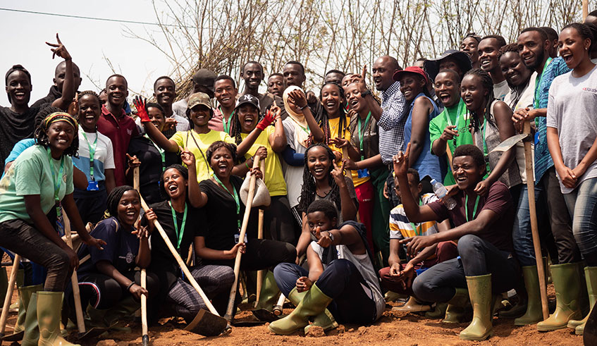 Students from Rwanda Institute for Conservation Agriculture pose for the camera after a field study. (Courtesy)