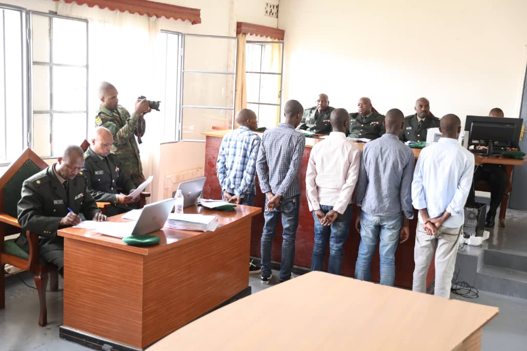 Some of the RNC combatants before the Military Tribunal on Wednesday. (Emmanuel Kwizera)