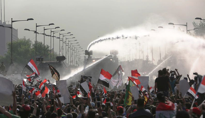 The demonstration turned violent in Baghdad as clashes erupted with the police.