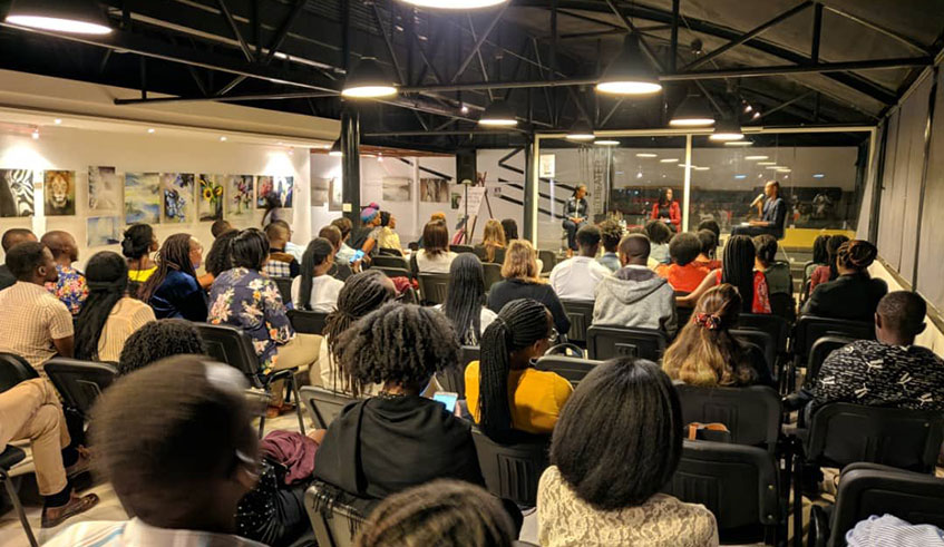 Participants attend Public discussion on why gender diversity is important in the boardroom, at Kigali Library. Courtesy.