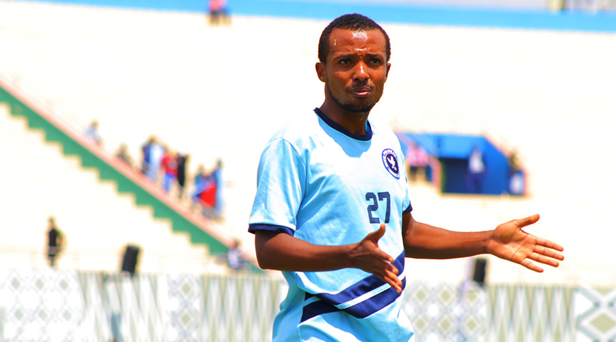 Dominique Savio Nshuti, who previously played for Rayon Sports, AS Kigali and most recently APR, scored the third goal during Policeu2019s 3-2 win over Sunrise at Kigali Stadium on Sunday. / Courtesy