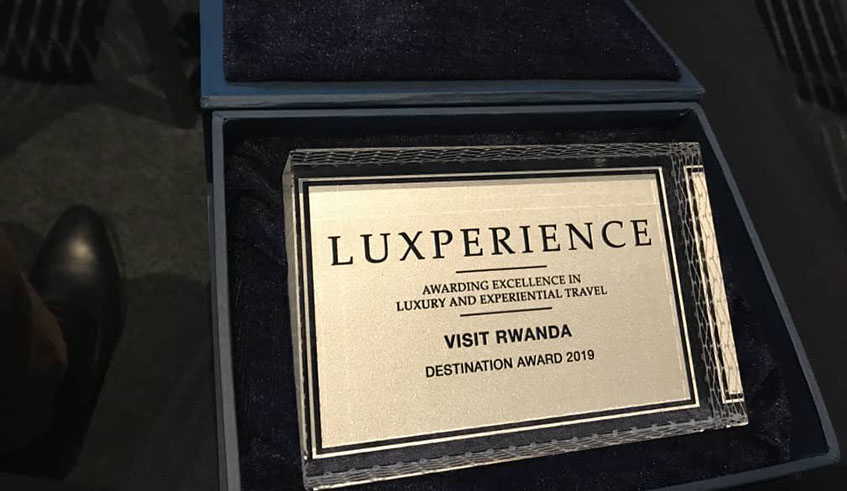 Visit Rwanda was presented with the award in the destination category at the opening ceremony of the Luxperience Travel Trade Exhibition.