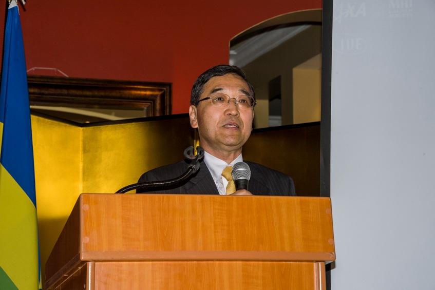Outgoing Japanese Ambassador to Rwanda Takayuki Miyashita speaks at his farewell reception.