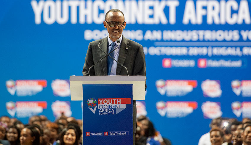 President Kagame addresses over 8,000 young people from Africa and beyond who attended the opening ceremony of the Third YouthConnekt Africa Summit at Kigali Arena in Remera yesterday. During his speech and a subsequent interactive session with the youth, the Head of State made a case for Africau2019s integration, saying that it should transcend the size of countries.  Village urugwiro. 