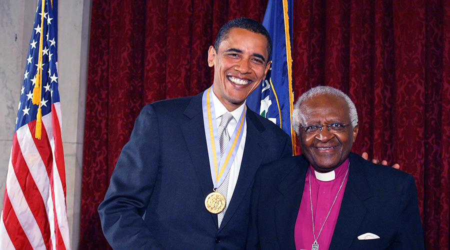 South African Anglican cleric Archbishop Desmond Tutu and former US President Barrack Obama. / Net