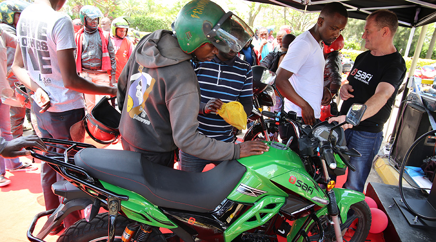 One of e-motorbikes that was shown to motorists in Kigali last week. / Craish Bahizi