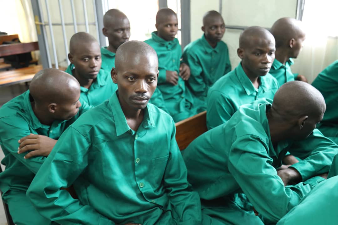 The suspects appear in court on Monday morning. (Photo by Emmanuel Kwizera)